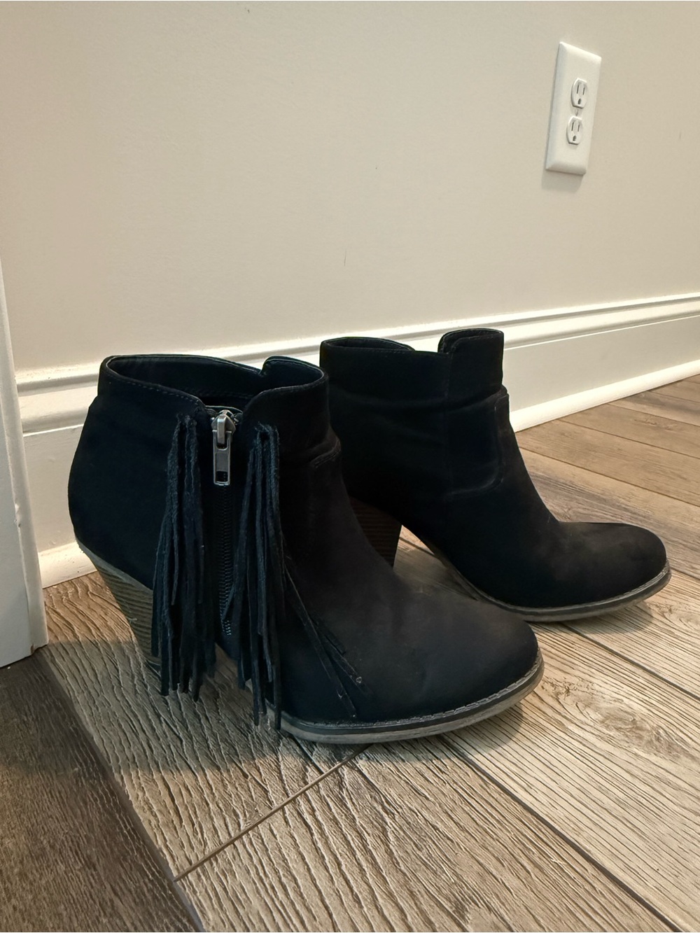 MIA Black Fringe Ankle Boots